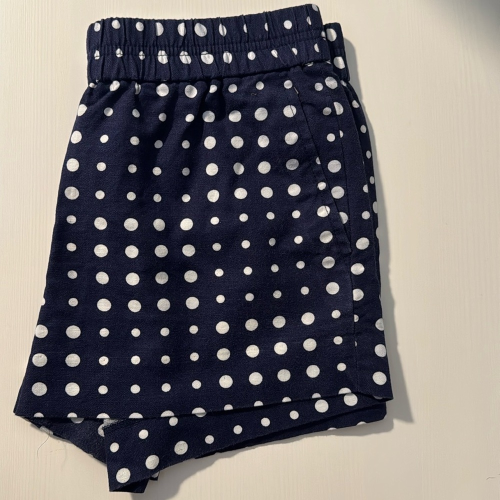 JCrew Factory Navy with white polka dots Elastic Shorts size 2